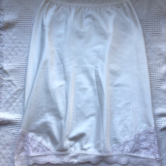 Vintage Christian Dior size small white lace slip skirt